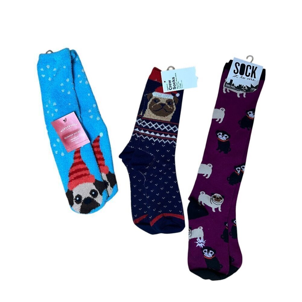 NWT Bundle Set of 3 PUG Themed Socks Old Navy Target Sock It To Me